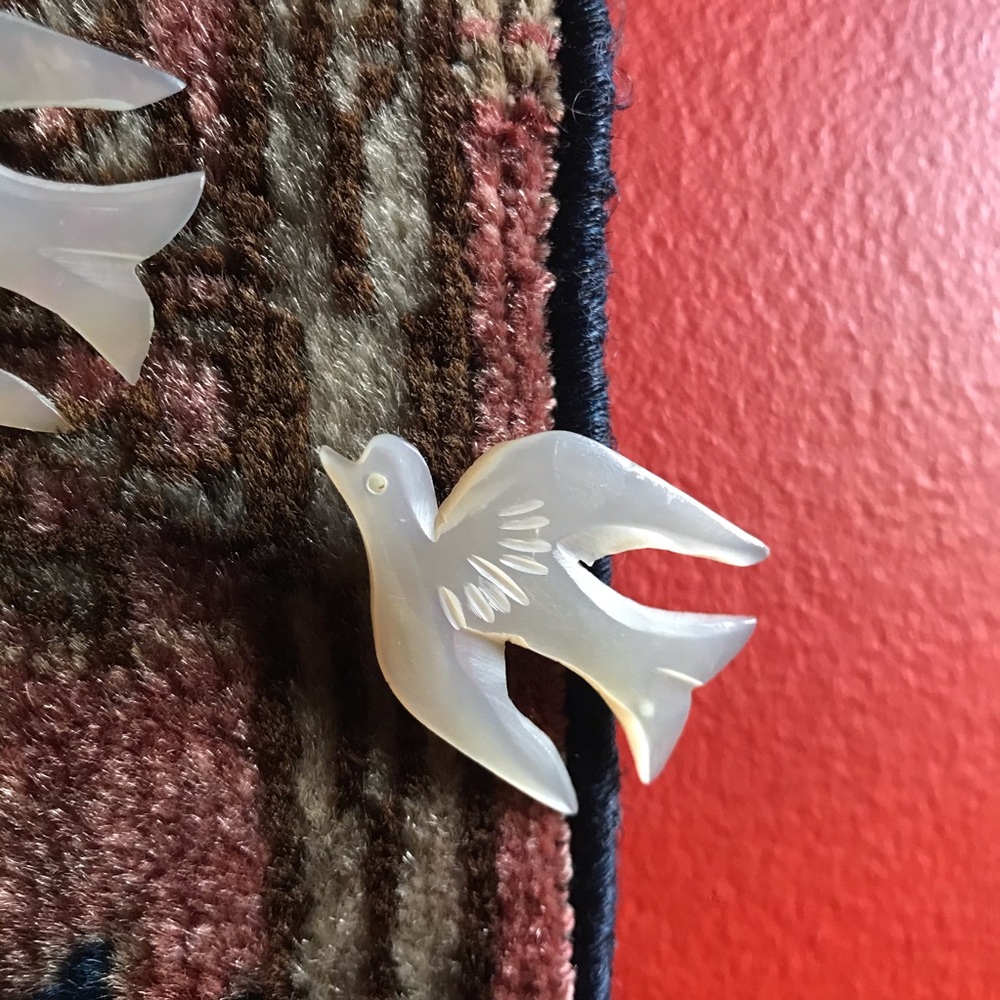 Vintage Mother of Pearl Dove Pins (Set)